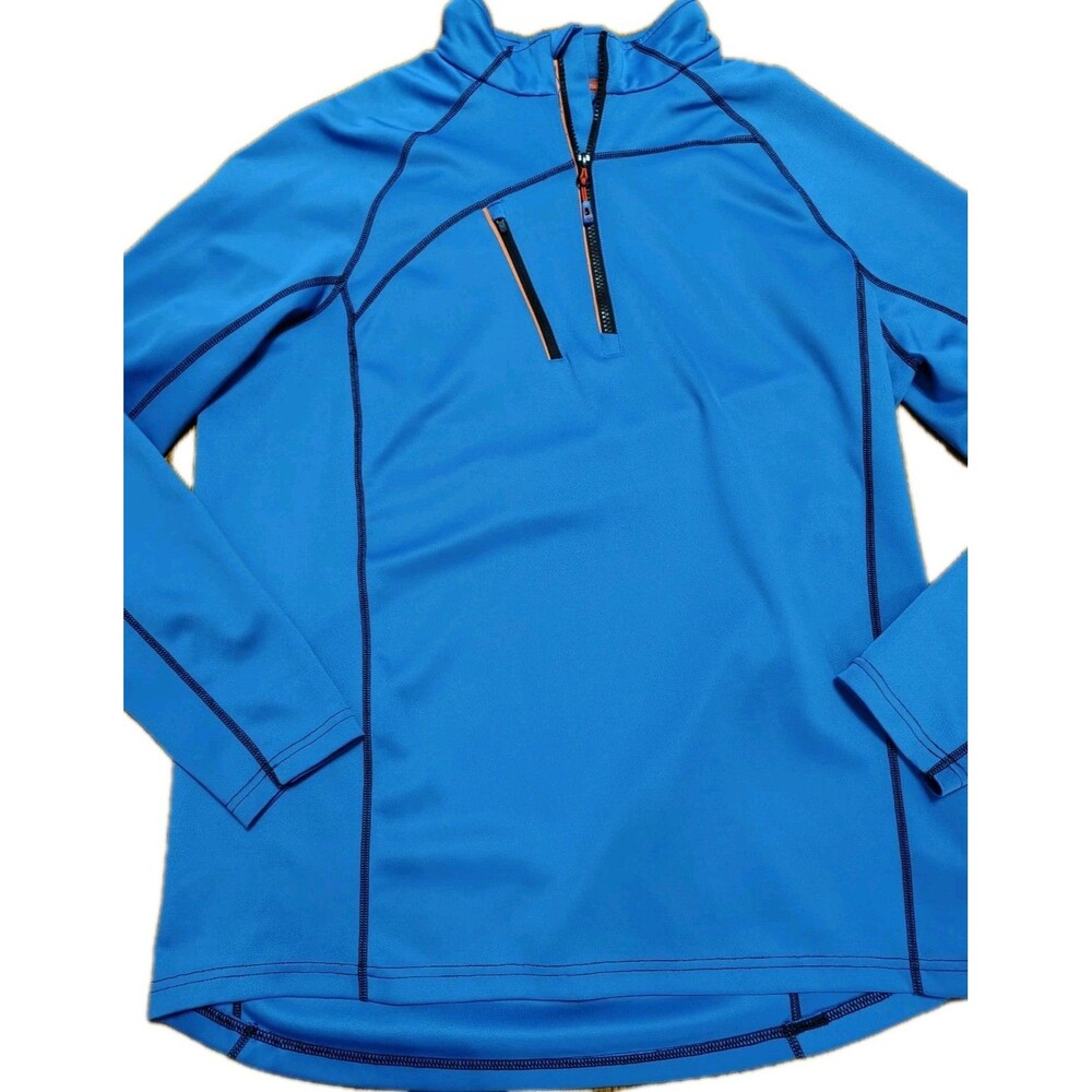Sunice Mens Long Sleeve Quarter Zip Mock Neck Shirt Blue White Sz Large Chest Pk